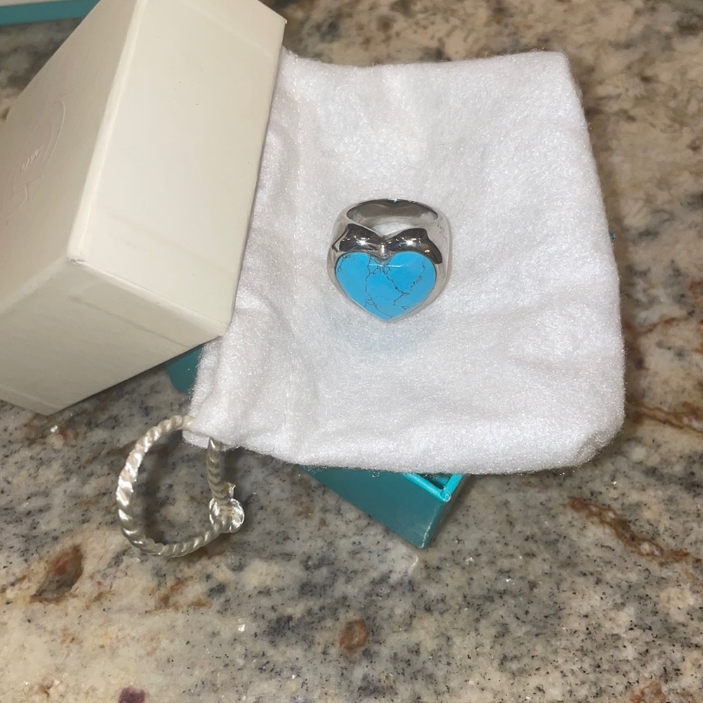 Brand new QVC chunky heart turquoise ring